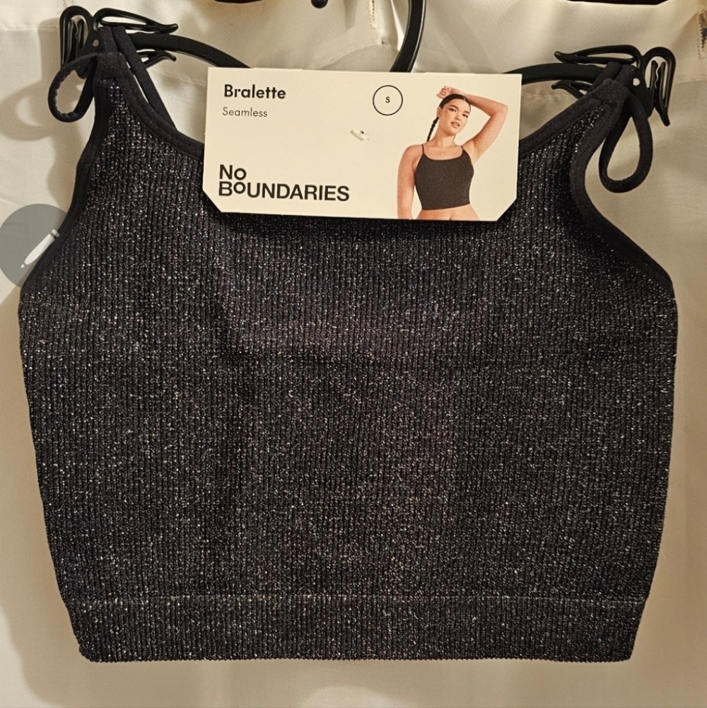 No Boundaries Glittery Black Bralette